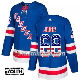 New York Rangers Trikot Jaromir Jagr 68 Adidas 2017-2018 Blau USA Flag Fashion Authentic - Kinder